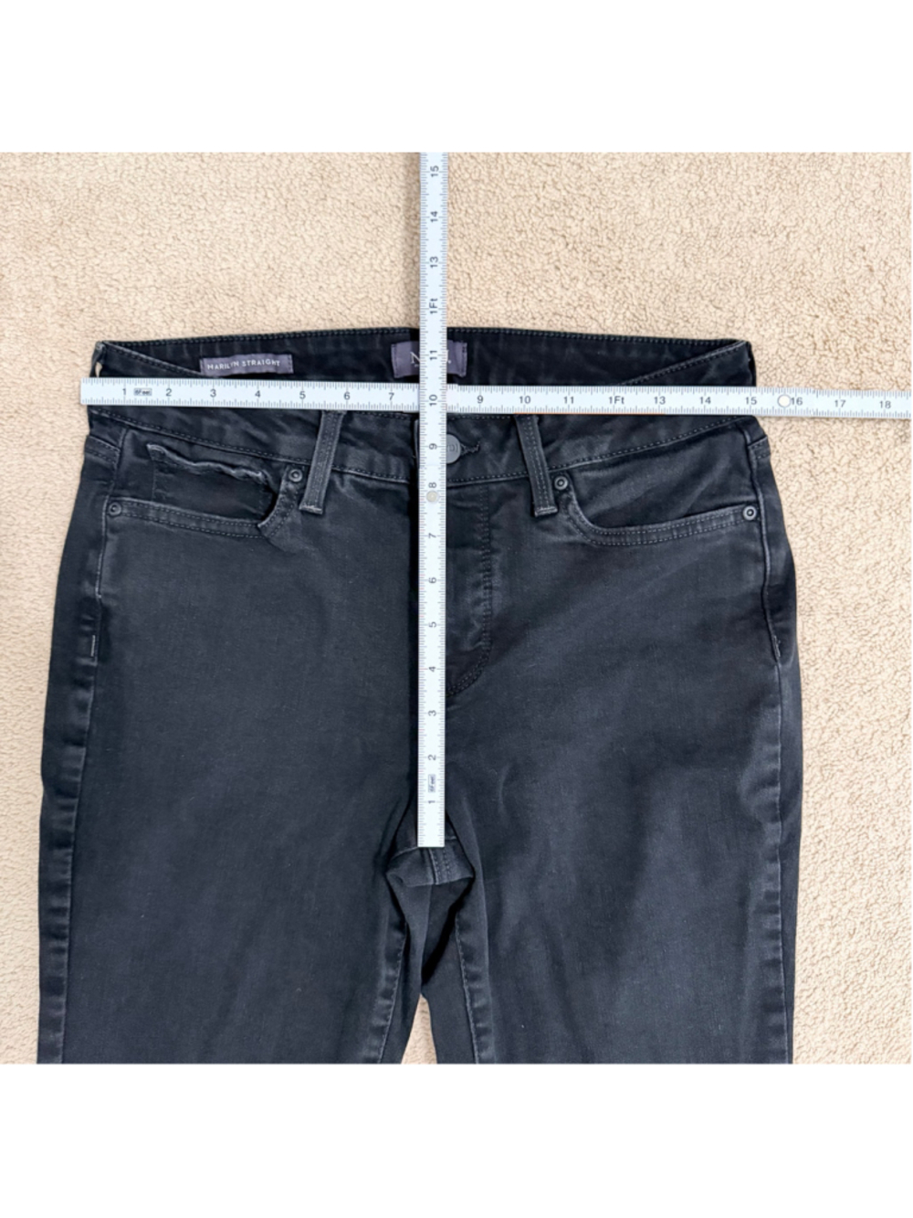 NYDJ Black Marilyn Straight Leg Jeans Women's Size 8 Lift Tuck Technology - Picture 11 of 12